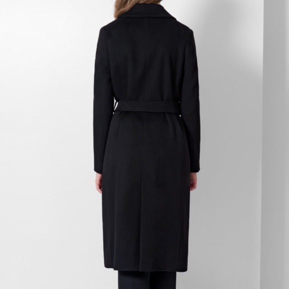 PURE VIRGIN WOOL CINZIA ROCCA BY RODEL S.p.A in ITALY, BELTED BLACK COAT BLACK 8 - Picture 12 of 15